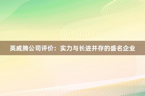 英威腾公司评价：实力与长进并存的盛名企业